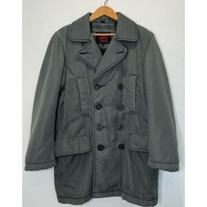 Schott NYC Men's Medium Gray Nylon Sherpa Lined Military Flight Jacket Coat